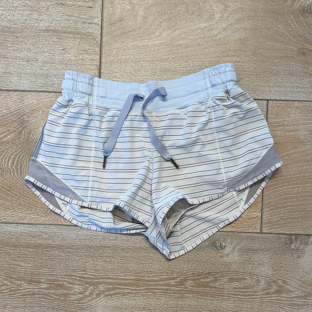lululemon athletica Light Blue & White Striped Athletic Shorts